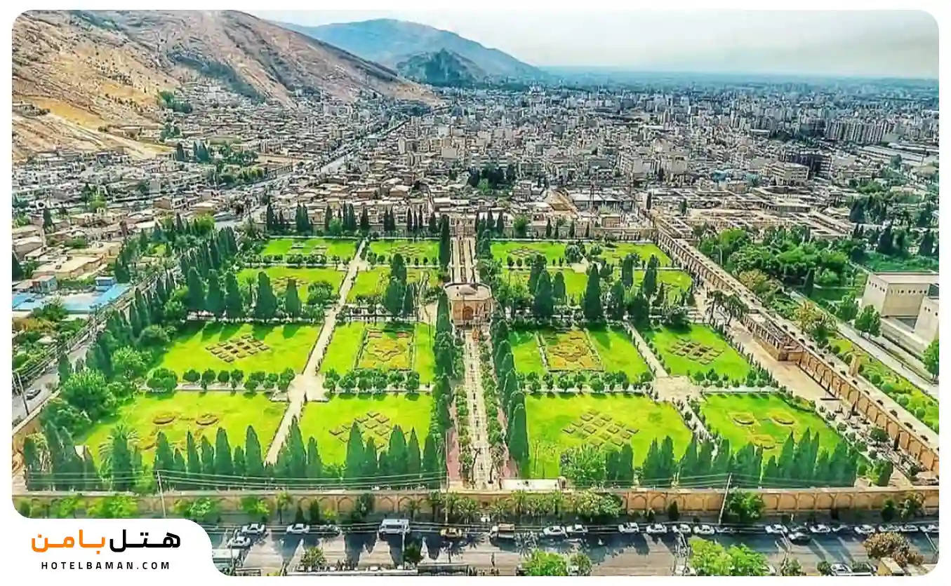عکس نمای بالا باغ جهان نما شیراز