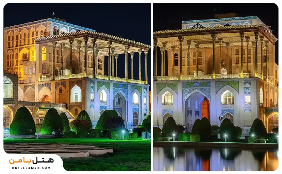 تصویر نمای بیرونی کاخ عالی قاپو اصفهان