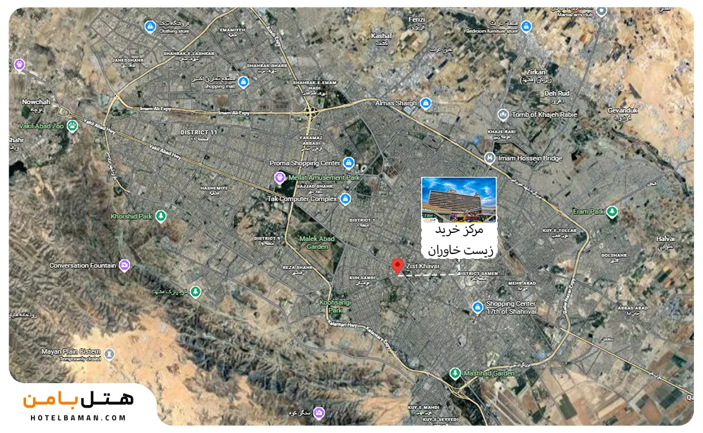 تصویر موقعیت مکانی زیست خاور مشهد