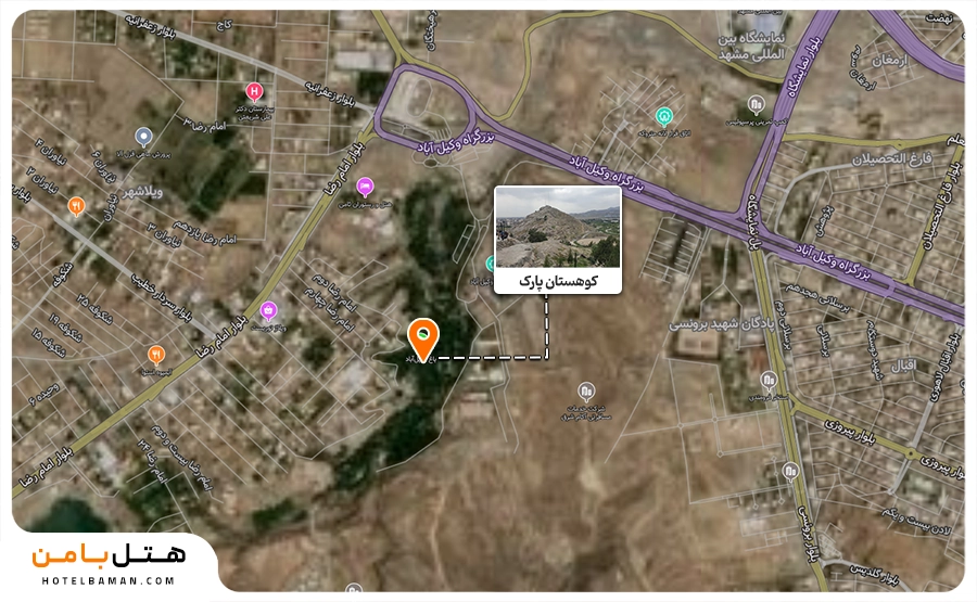 تصویر موقعیت مکانی کوهستان پارک مشهد