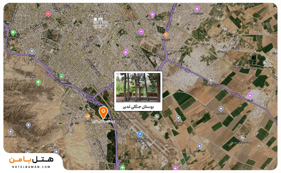 عکس از موقعیت مکانی بوستان غدیر مشهد
